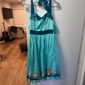 Teal Disney Parks Print Halter Dress